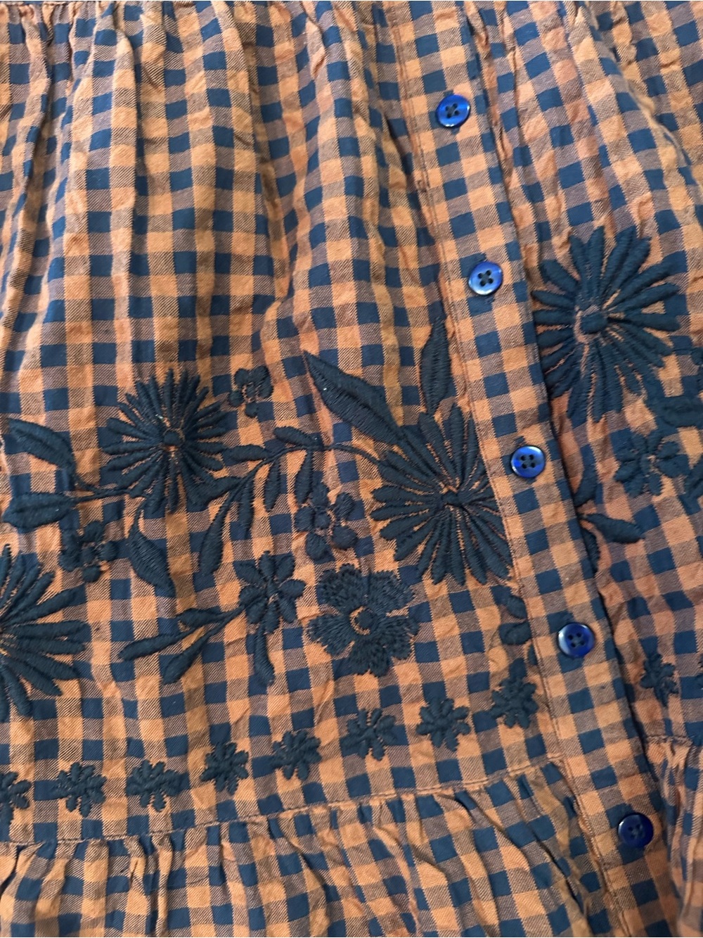 NATURAL LIFE Rust and Black Gingham Embroidered Two-Piece Skirt Set - Picture 2 of 6